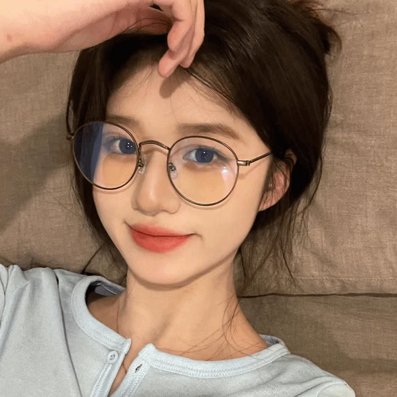 潮流百搭超轻近视眼镜框女韩版复古文艺学生圆框素颜眼镜