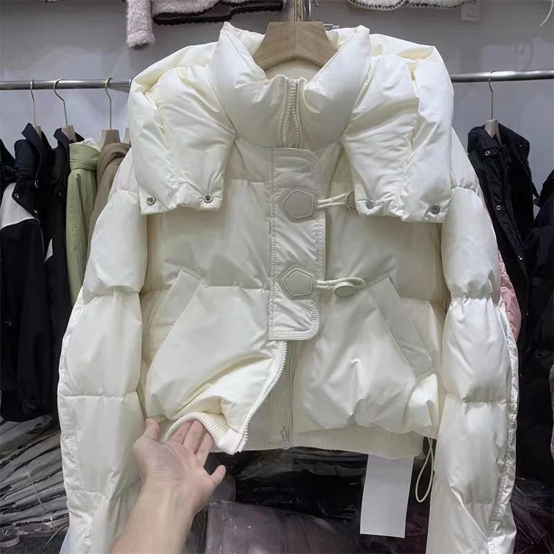 超好看小个子短款羽绒服女2023冬季新款设计感白鸭绒加厚保暖外套
