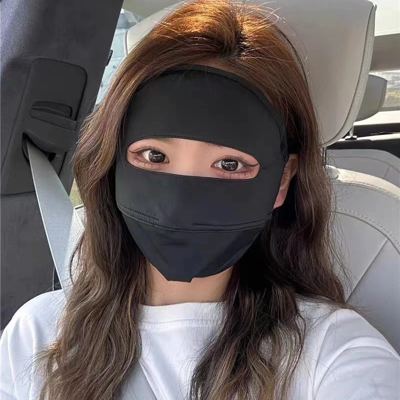 护脸防晒冰丝面罩黑色骑行遮阳女夏天角全脸防紫外线透气孔男面罩