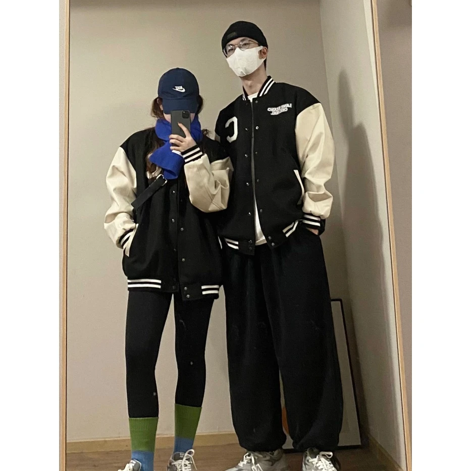 高端棒球服秋冬新款时尚潮流复合加绒加厚 宽松外套情侣学生装装