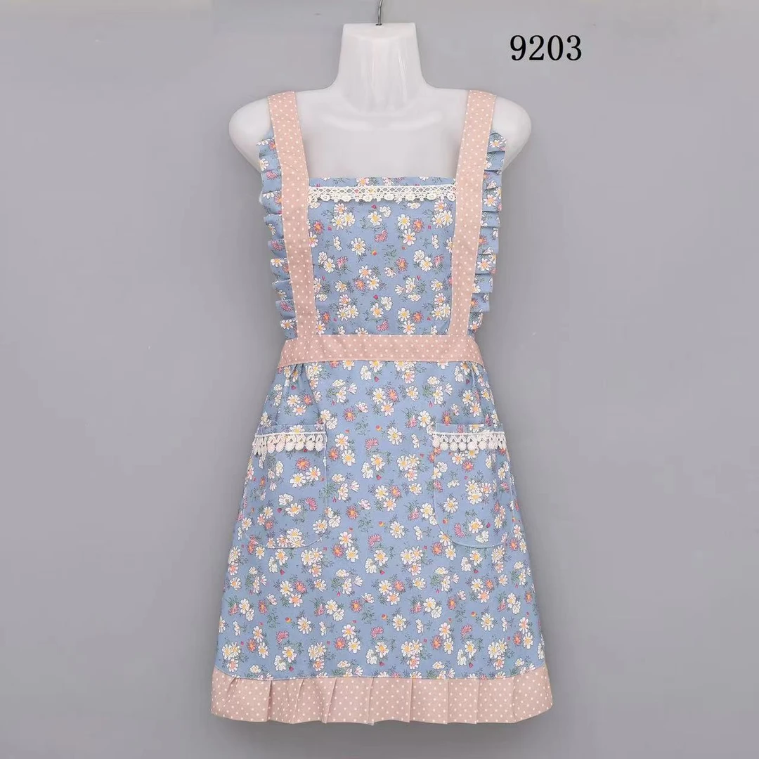 新款帆布围裙女厨房家用做饭防油防污年轻漂亮公主裙上班干活耐脏