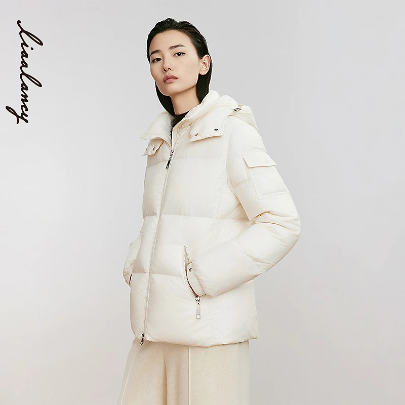 【霍尔多巴吉白鹅绒】LANCY/朗姿24冬新款轻薄短款简约羽绒服女