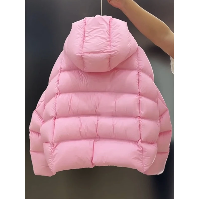 粉色连帽短款拉链棉服外套女冬季甜美温柔风外穿保暖加厚棉袄上衣