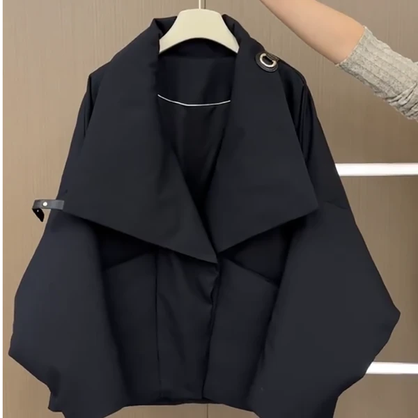 独特超好看黑色气质棉服女2025冬季新款欧货高端洋气立领厚外套