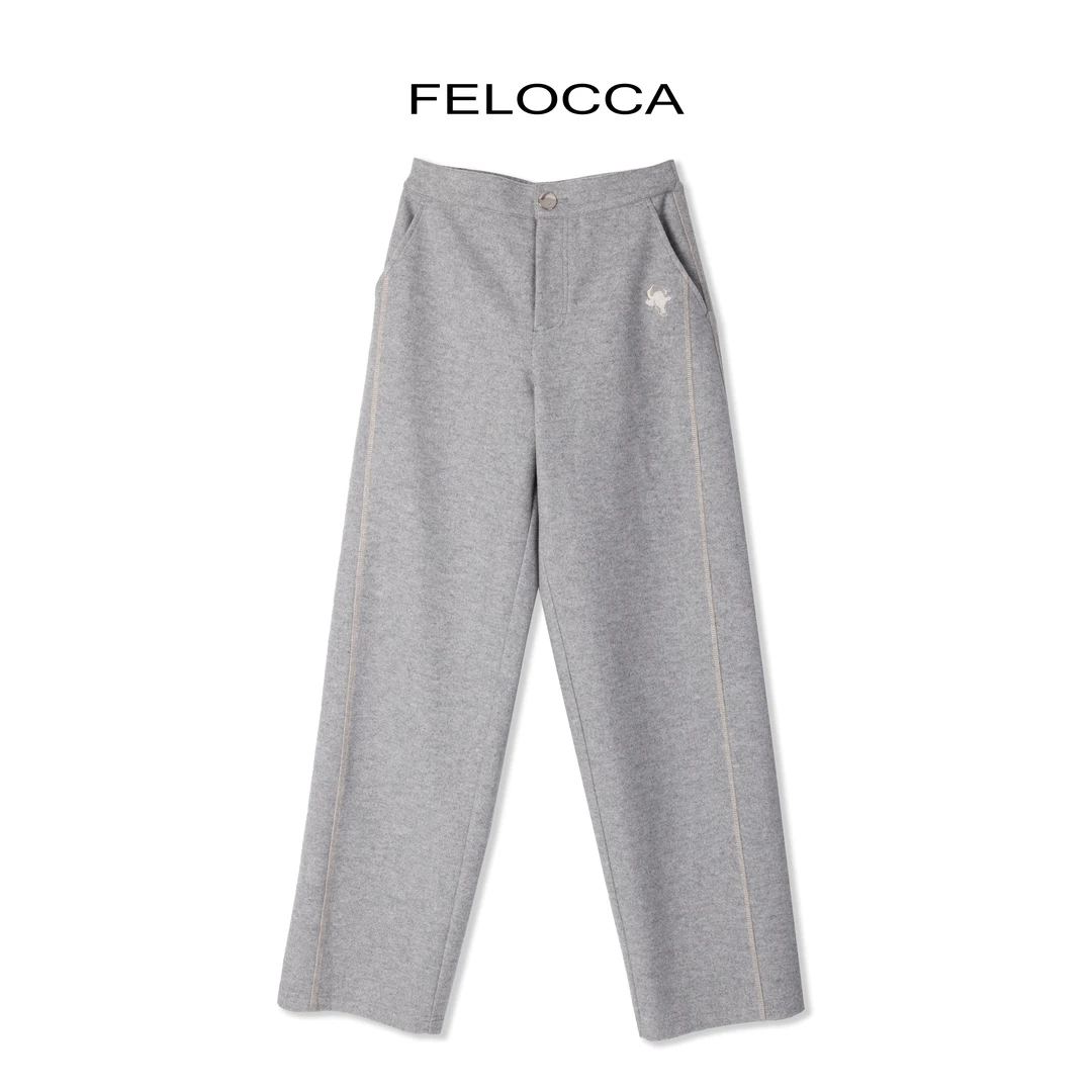 FELOCCA毛呢拼接绣花卫裤直筒裤CC2341