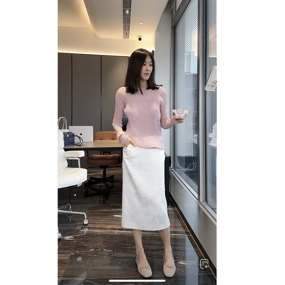 【FELOCCA】重工蕾丝设计优雅时尚设计后开叉半裙    CC2211
