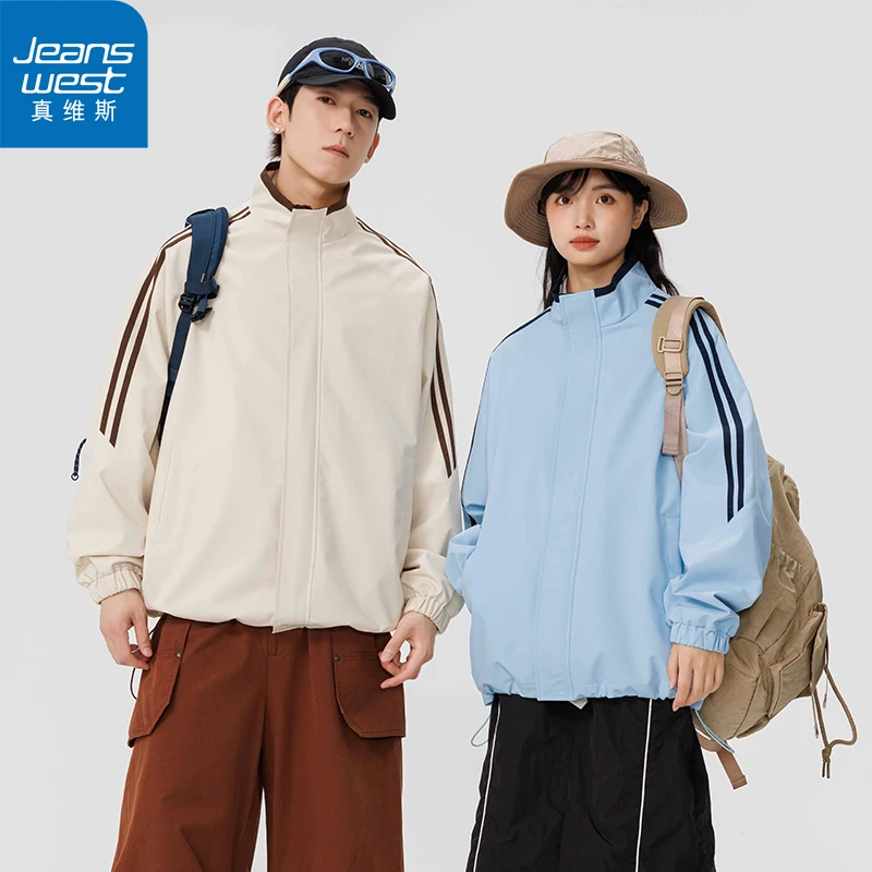 【真维斯】外套男女同款春秋2024新款美式潮牌情侣立领休闲夹克衣服