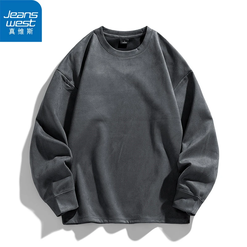 【真维斯】男女同款套头衫2024春秋季新款休闲简约圆领长袖卫衣潮