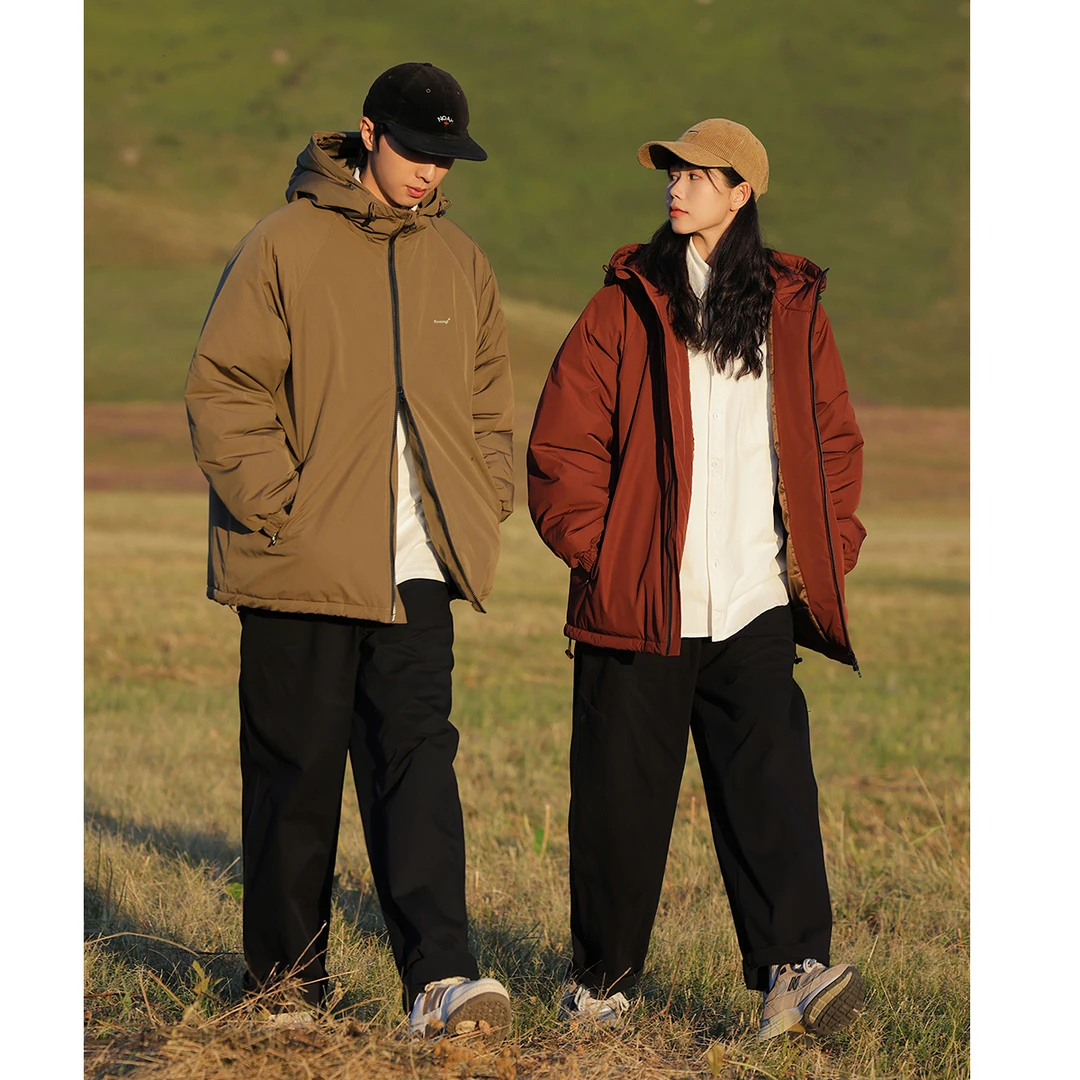 KOUEMGI/空味秋冬日系基础多色宽松连帽保暖加厚男女款棉服棉衣