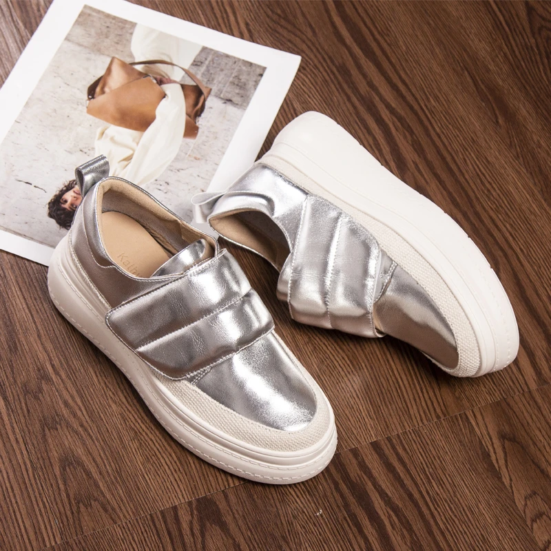 欧洲站新款厚底模塑贴休闲舒适女单鞋百搭真皮韩版