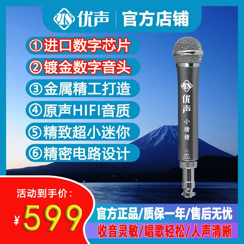 迷你48v优声小猪猪SO8声卡专用电容麦克风主播直播话筒