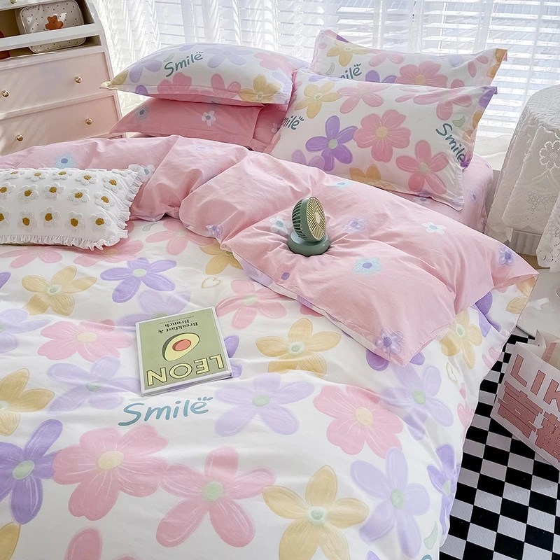春秋故事ins风纯棉全棉床上四件套卡通网红被套罩床单学生三件套