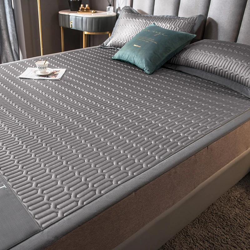 刺绣冰丝凉席套件2024新款简约乳胶凉感席子宿舍家用床品防滑通用