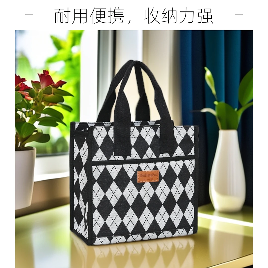 手提包女大容量手提袋杂物包包带饭专用饭盒袋小拎包帆布包便当包