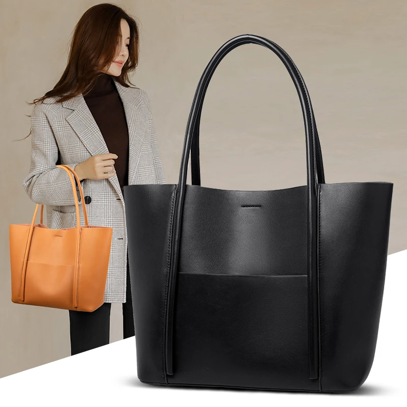 头层牛皮小众女士大容量包新款大包包秋冬时尚单肩包通勤包托特包