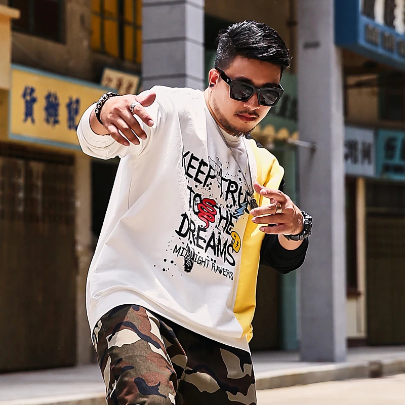 潮牌长袖秋季新款卫衣男生美式嘻哈宽松休闲情侣体恤衫