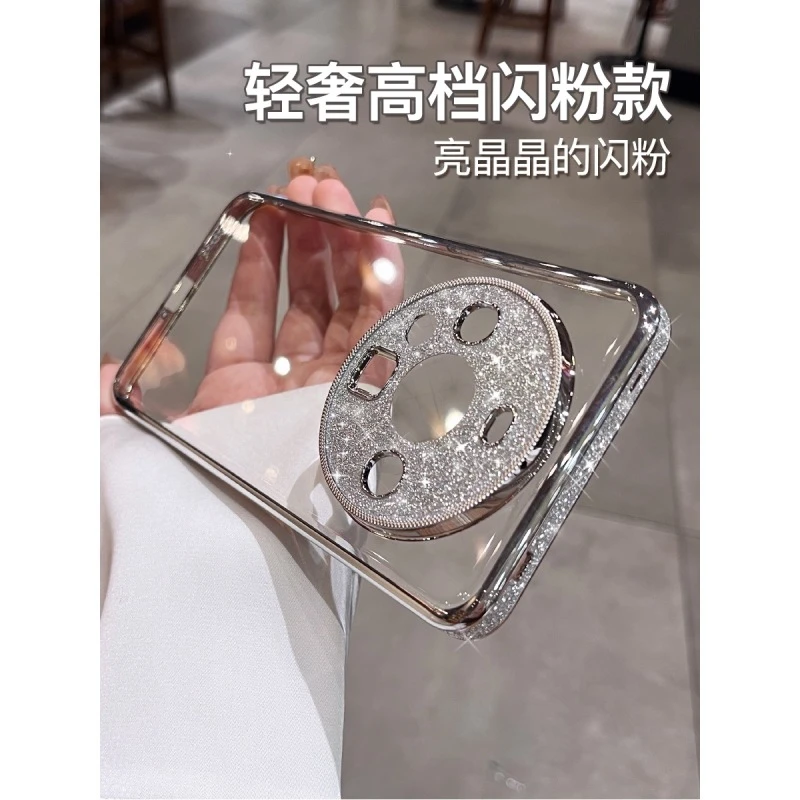 奢华星河闪粉适用华为mate60pro手机壳新款女mate60Pro+透明不发