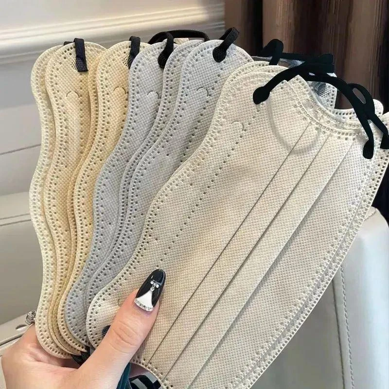 新款ins高颜值一次性显脸小莫兰迪v型波浪口罩防护日式简约感透气