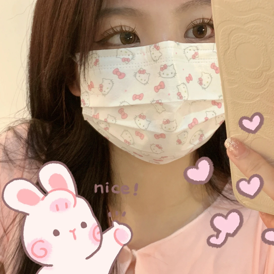 可爱潮合集印花可爱口罩轻薄女学生高颜值三丽鸥卡通口罩粉蝴蝶