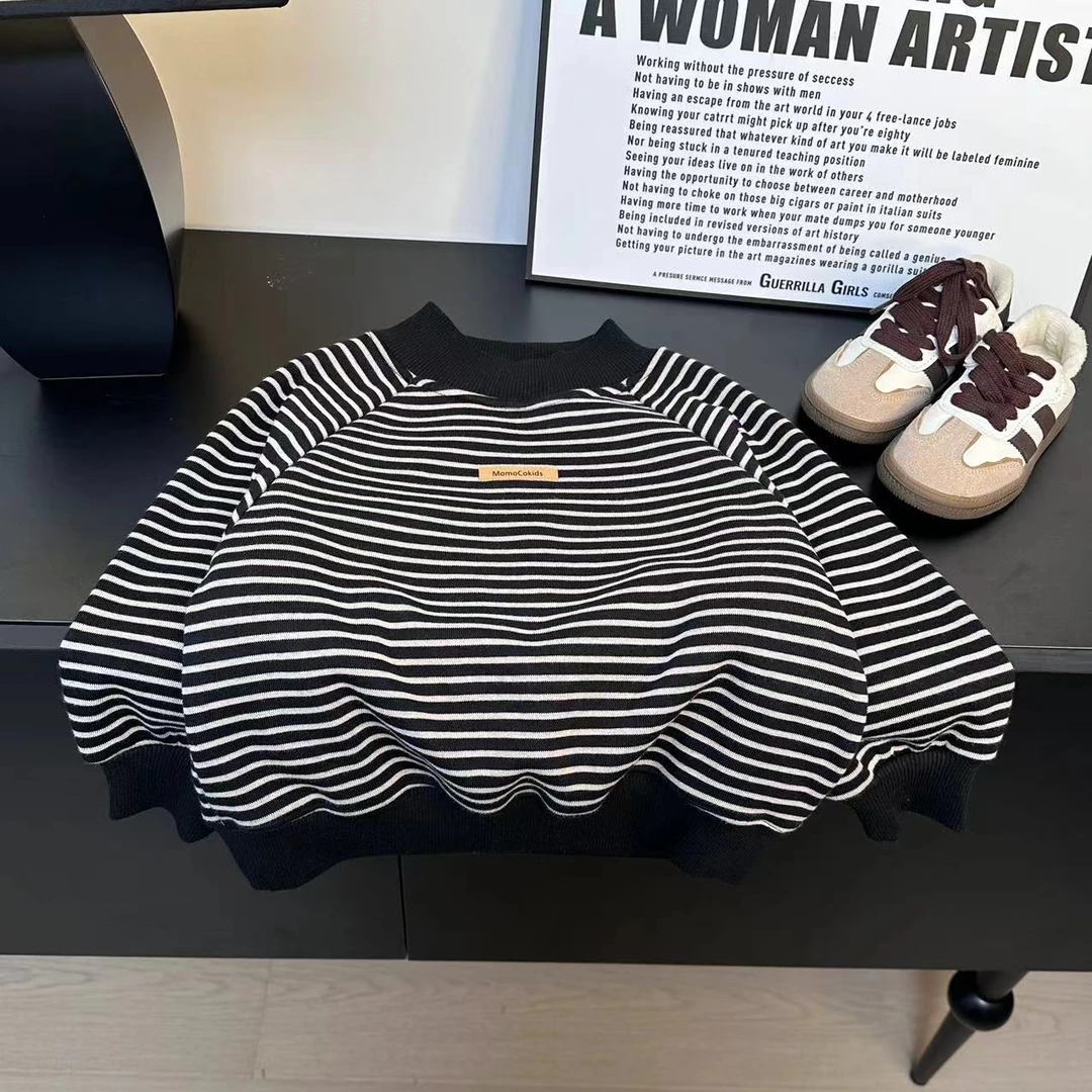 儿童卫衣2024新款韩版洋气男童加绒款时髦洋气套头中小童卫衣