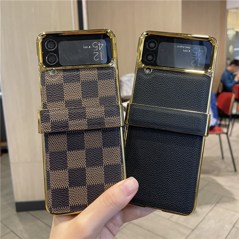 施卡特三星flip4手机壳电镀皮套全包保护商务折叠w23Flip壳膜一体