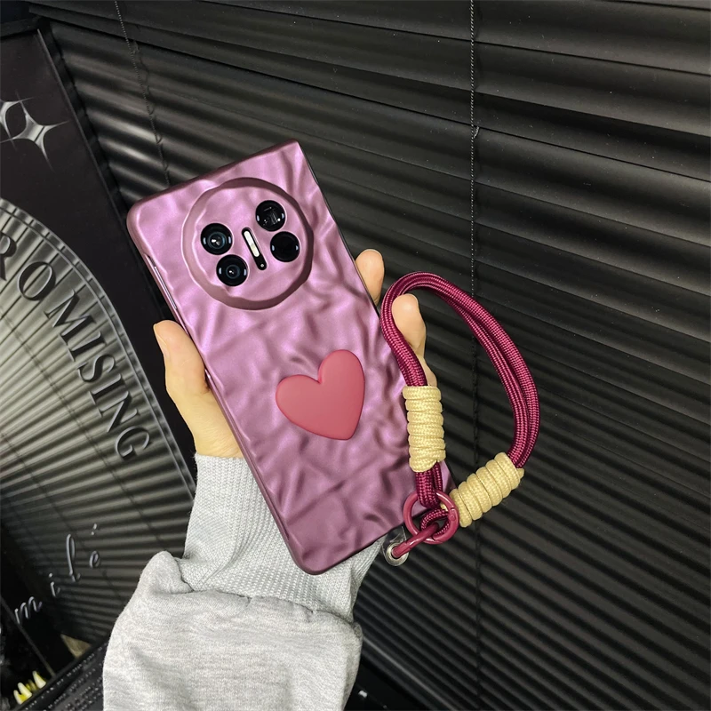 适用于华为matex5手机壳褶皱纯色烤漆新款爱心matex3保护壳时尚潮