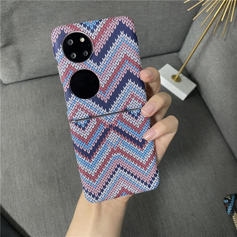 华为p50pocket手机壳夜光编织纹PocketS保护壳商务超薄外壳折叠屏