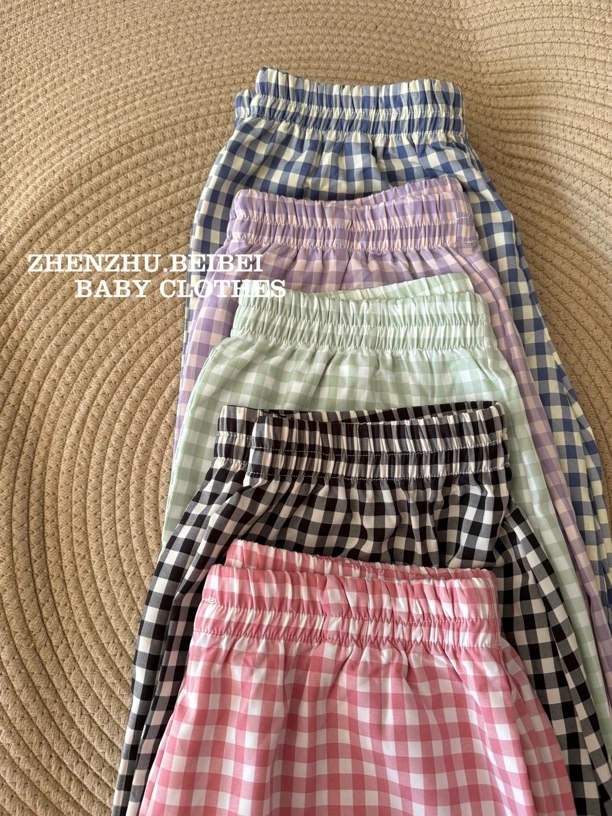 【亲子遛弯裤】珍珠妈定制款格子裤松紧腰防蚊长裤
