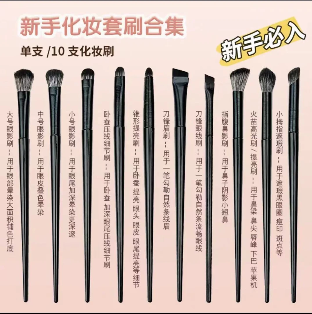 沧州眼影刷软毛超软10件套眼妆晕染卧蚕眼线刀锋眼部细节化妆刷