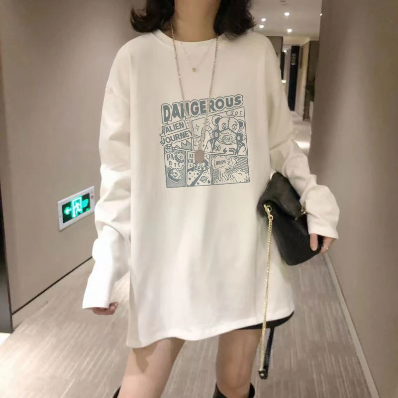 哺乳上衣春秋时尚外穿宽松长袖纯棉t恤孕妇装产后喂奶打底月子服