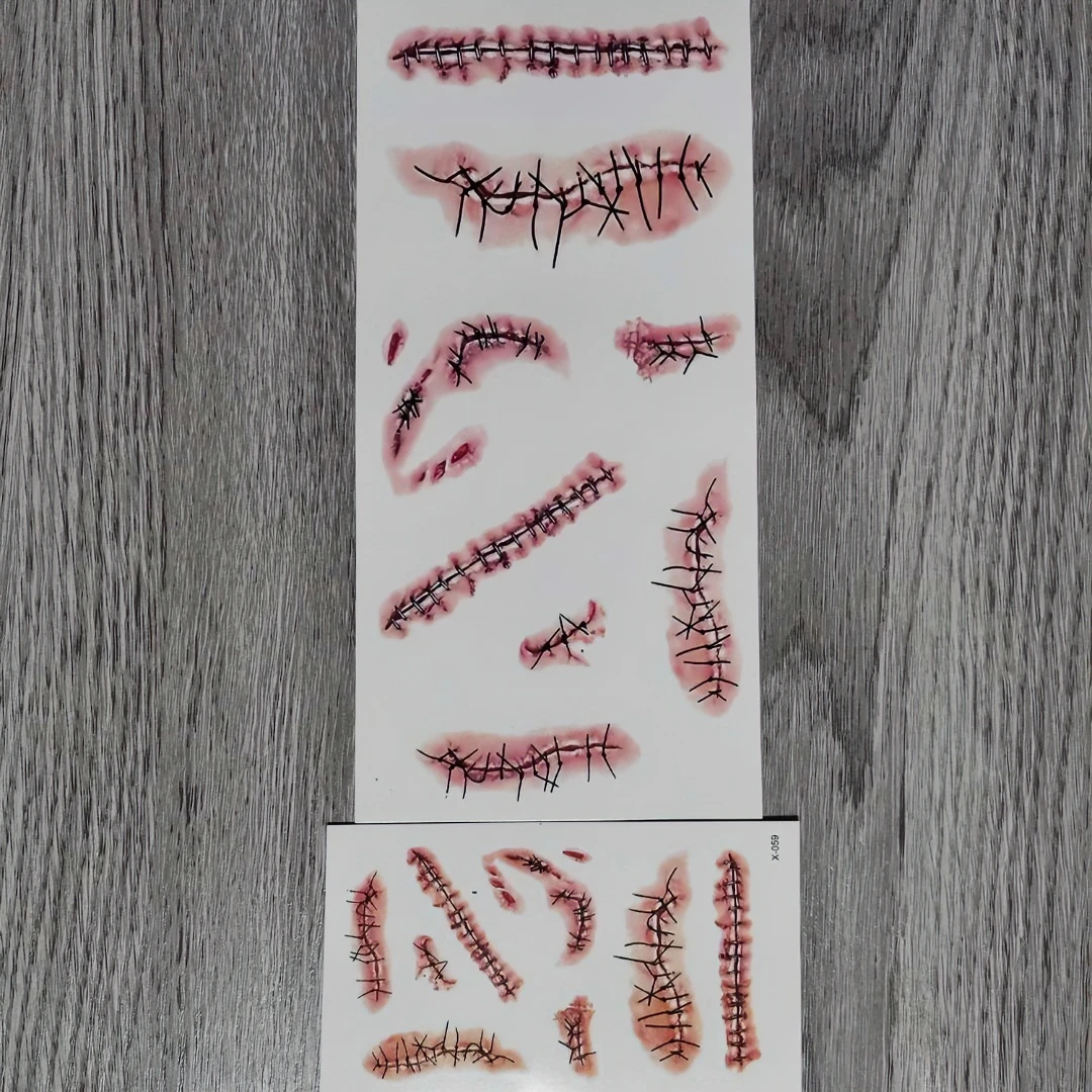 纹艾美（1）纹艾美 仿真清新贴画小清新仿真缝合伤疤贴纸