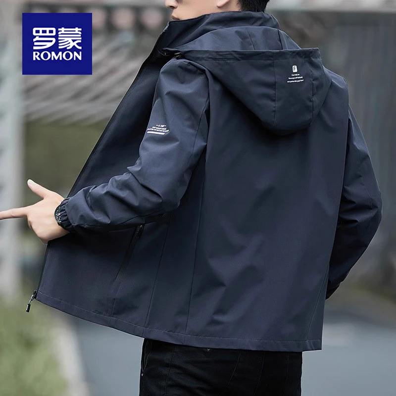 罗蒙春秋季夹克外套男士2025年新款休闲工装高端男装防水冲锋衣服