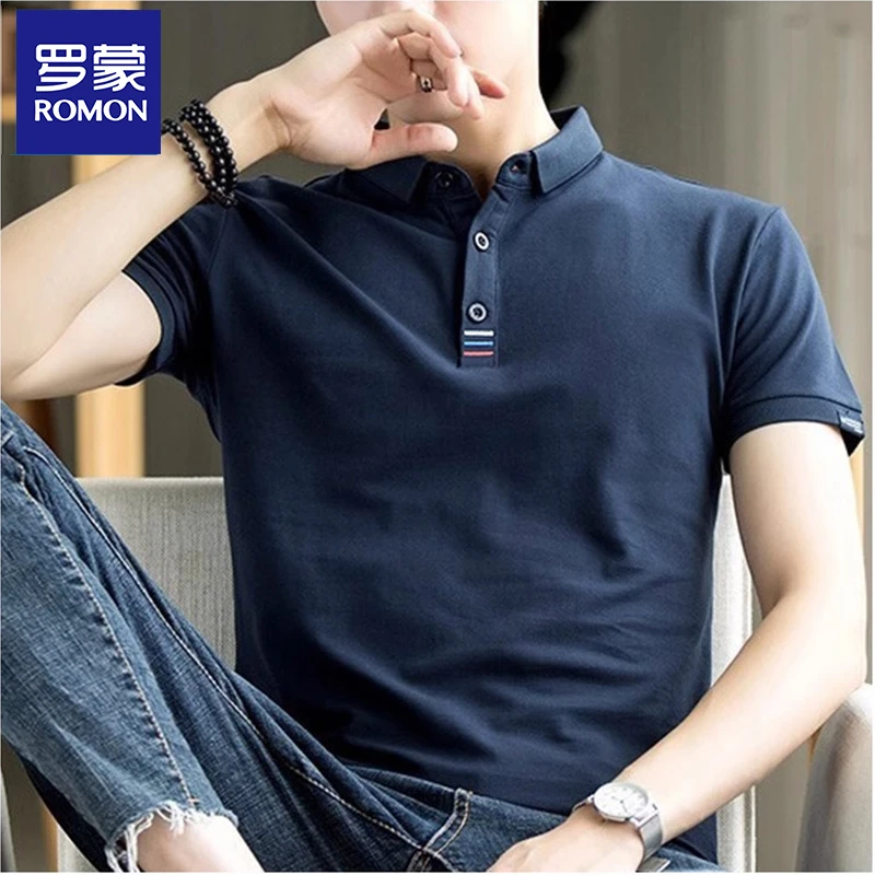 罗蒙男士夏季薄款polo衫短袖T恤潮牌宽松透气商务百搭休闲上衣服