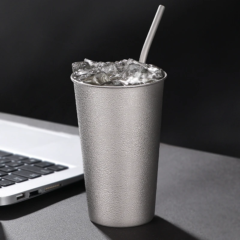 微瑕疵啤酒杯彩色纯钛水杯纯钛罗马假日杯男女士情侣钛保冷水杯子