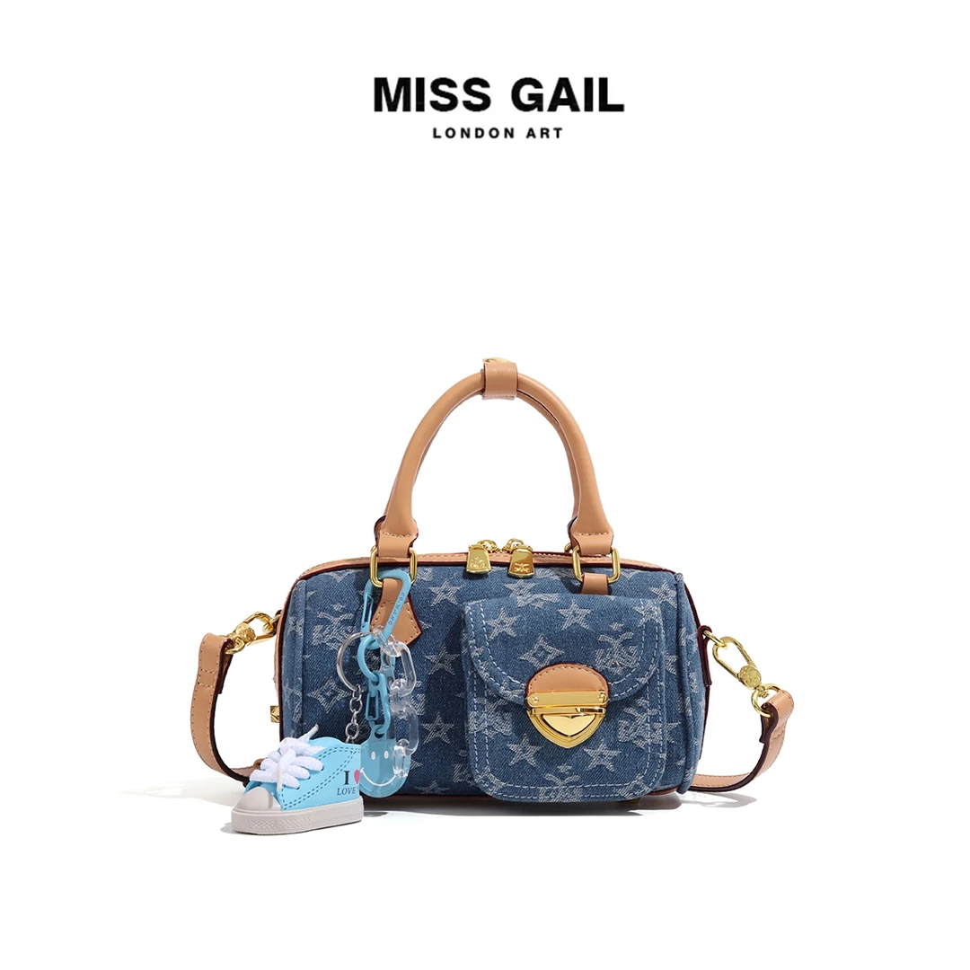 Miss Gail复古牛仔手拎斜挎包6500牛仔蓝
