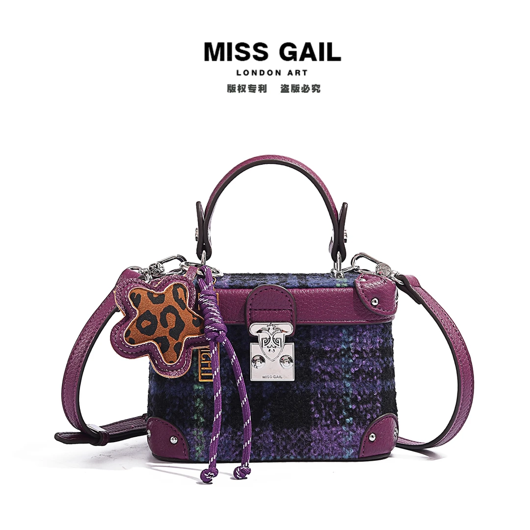 Miss Gail新款刺绣小盒子时尚百搭斜挎包1383紫气东来