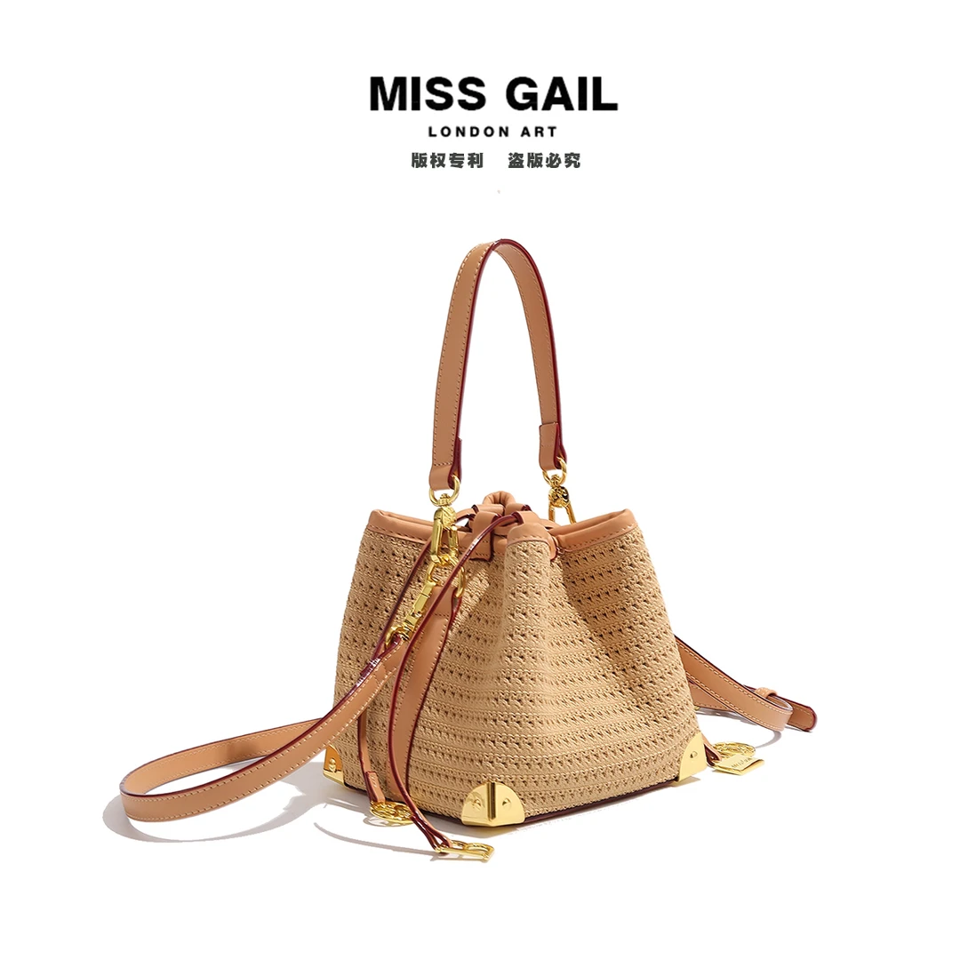 新款时尚休闲百搭斜挎包6691拉菲草