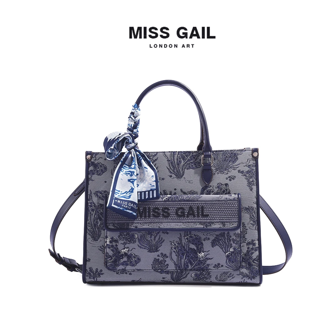Miss Gail新款轻奢时尚休闲手提包5018青花瓷
