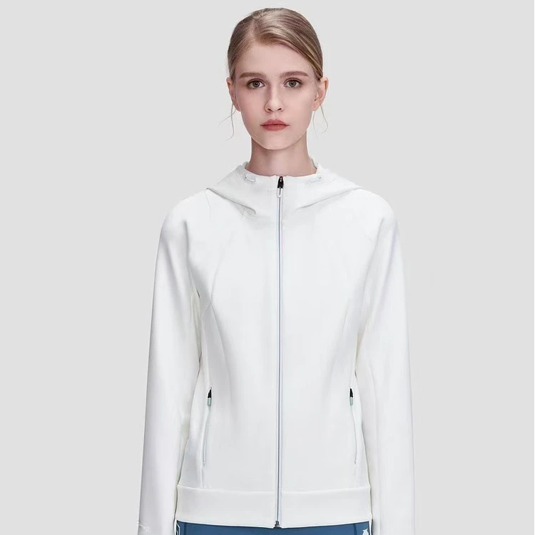 2025秋季女子户外运动时尚跑步健身透气针织弹力连帽长袖拉链外套