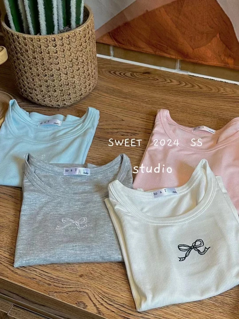 【haobaby】2024新款蝴蝶结甜美小背心7028