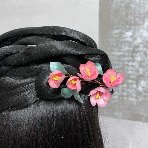 初晴绒花  桃华 国风汉服汉元素发簪发夹