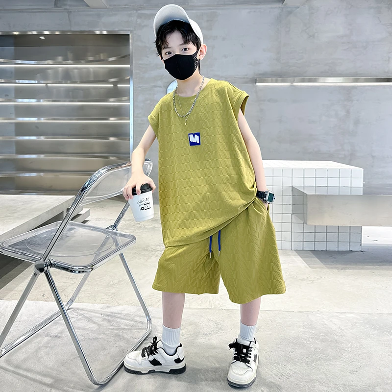 儿童装男童夏装背心套装2025新款中大童夏季无袖男孩运动夏款衣服