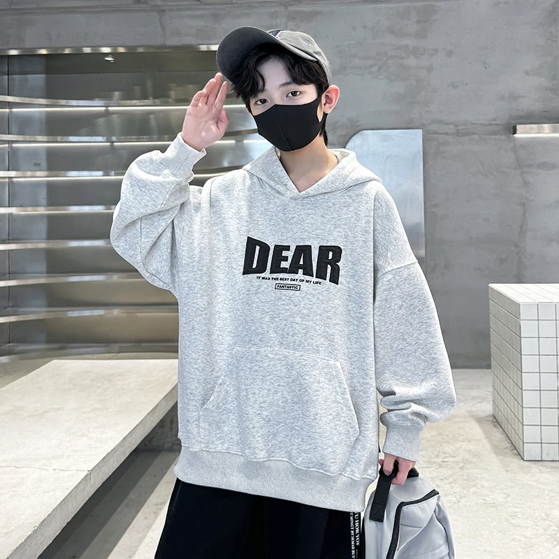 男童连帽卫衣春秋款6-12岁潮款儿童秋装中大童长袖上衣男孩洋帅气