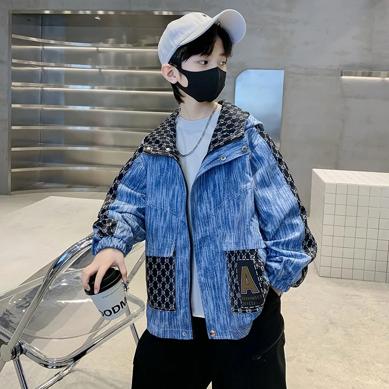 男童外套儿童春秋装洋气6-12岁中大童秋款连帽风衣男孩帅气炸街潮