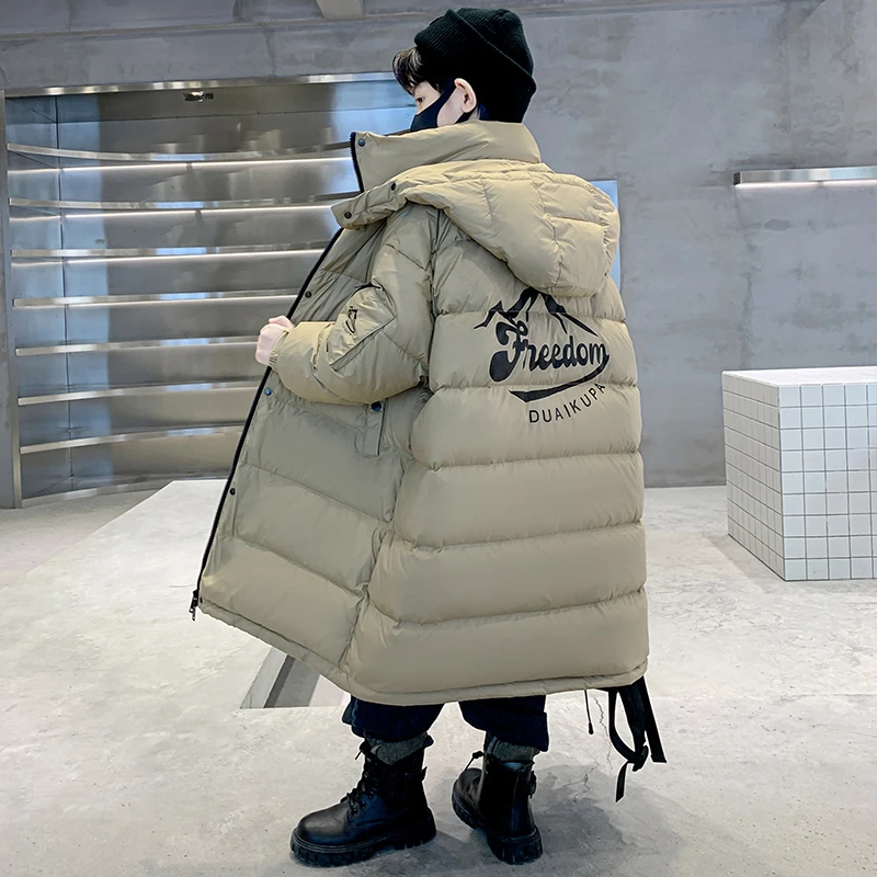 男童羽绒服长款过膝2024新款6-12岁中大童冬季儿童加厚白鸭绒外套