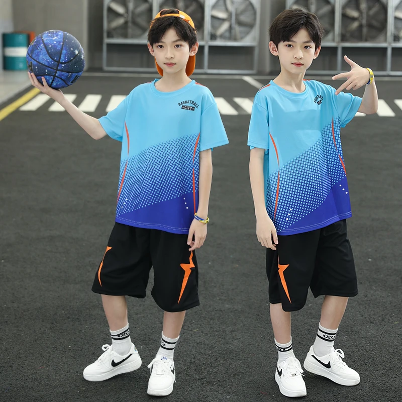 儿童篮球服夏季套装男童夏装薄款短袖速干运动中大童男孩训练服潮