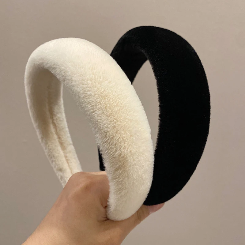 秋冬高颅顶毛绒发箍发卡压发头箍简约ins百搭发饰