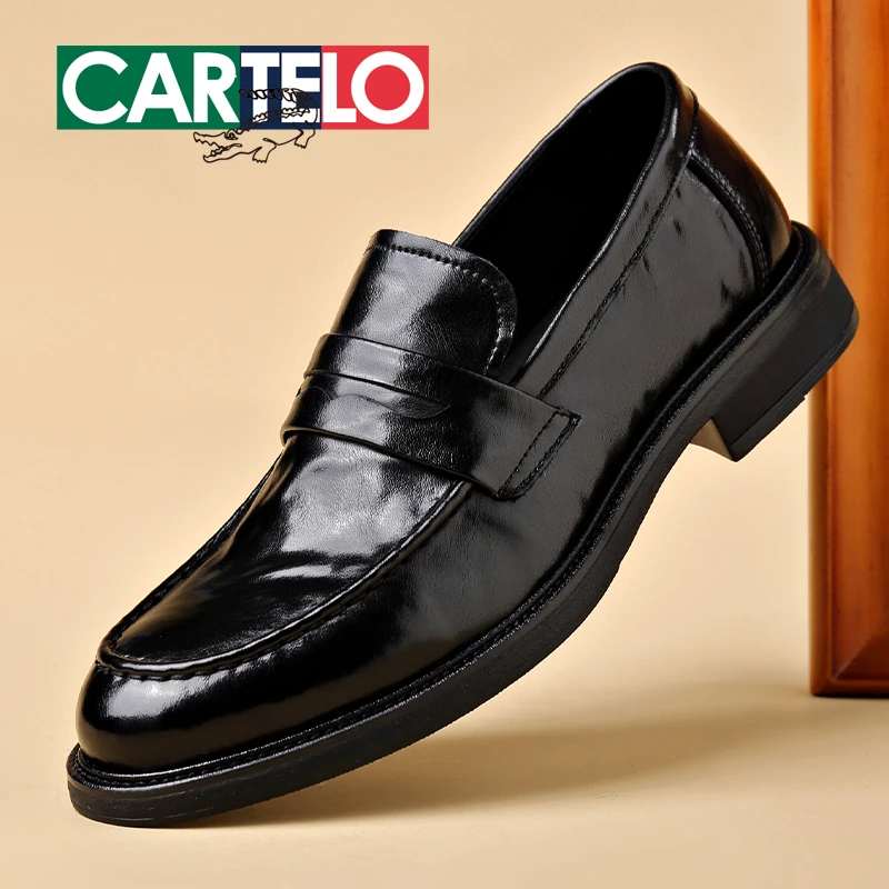 CARTELO/卡帝乐鳄鱼秋季百搭商务休闲皮鞋软面软底男鞋透气乐福鞋