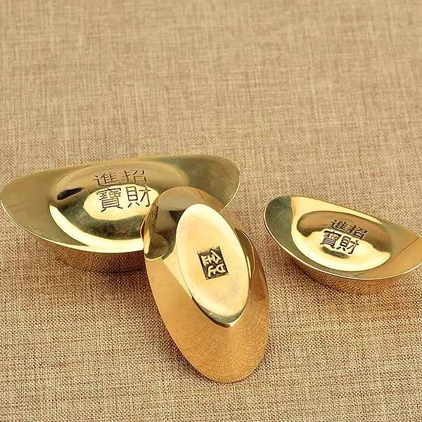 【老师推荐】黄铜元宝实心摆件大小号仿真元宝工艺品实心