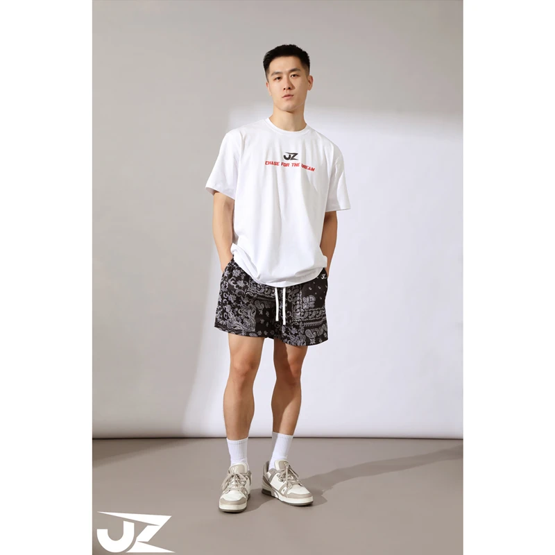 【JZ腰果花短裤黑】美式印花夏季宽松运动训练时尚休闲舒适潮流潮裤